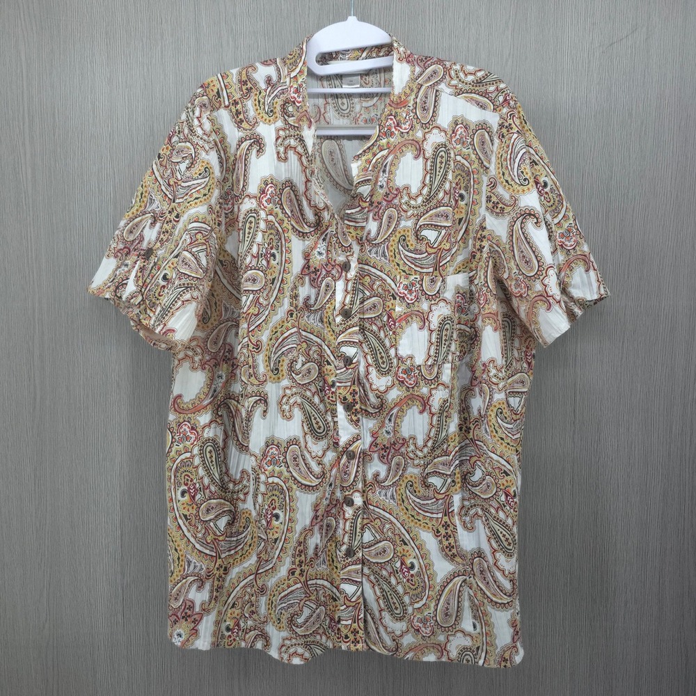 CJ Banks Paisley Button Front Tunic Shirt Blouse Boho Womens 2X